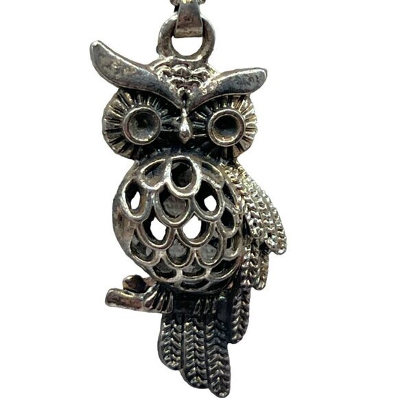 Sterling Silver 925 Chain With Stainless Steel Owl Pendant    A100 - Picture 2 of 9